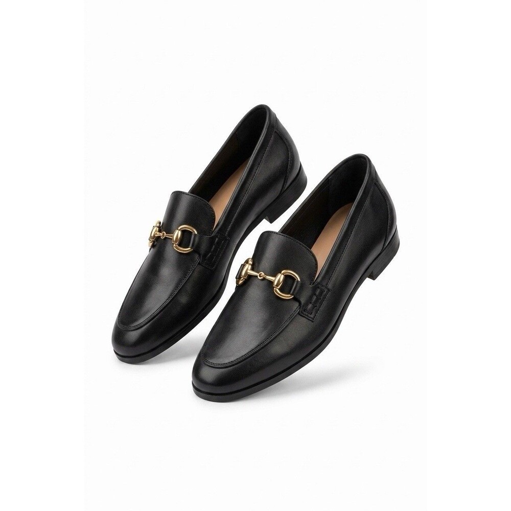Zara Black Leather Horsebit Loafers Women Size 40 US 9 NWT 2505/111/800